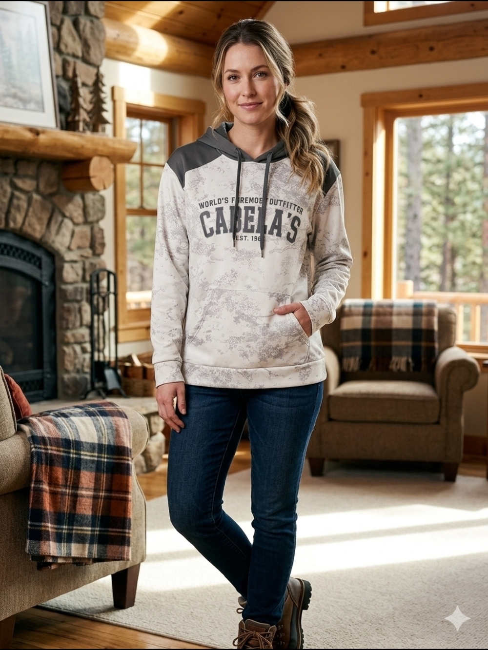 ​Cabela's "World's Foremost Outfitter" Camo Colorblock Hoodie - Size L (EUC)
